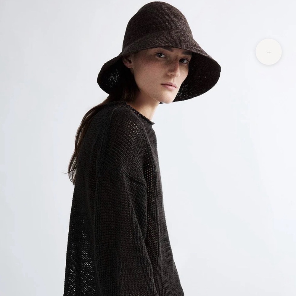 Janessa Leone Dark Brown Crochet Bucket Hat